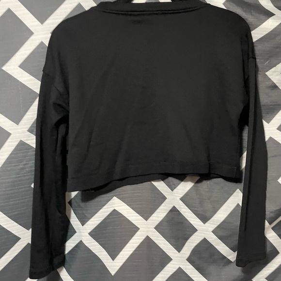 Koral Black Cropped Sweatshirt Long Sleeve Pullover Size XS - Picture 7 of 7